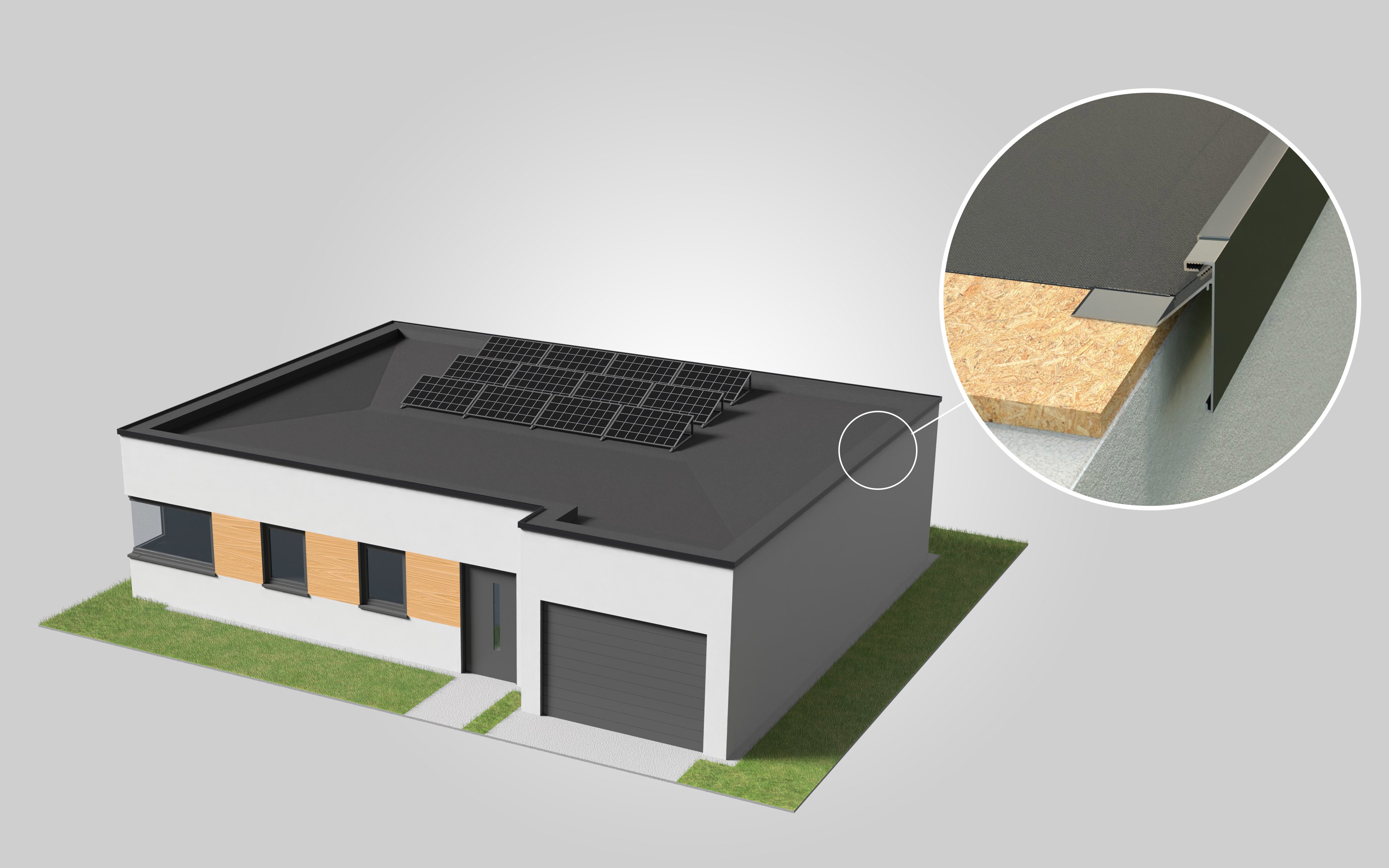 Wizualizacja profilu attykowego na budynku